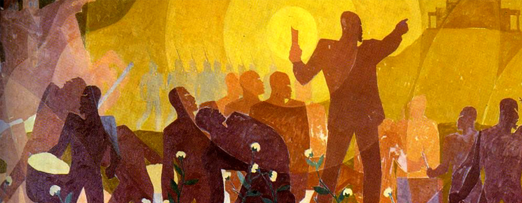 mural painting from 1934 titled "From Slavery to Reconstruction"