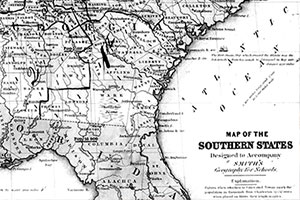 black and white map of Southern U.S. states